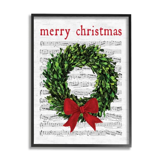 Stupell Industries Merry Christmas Song Wreath Framed Giclee Art